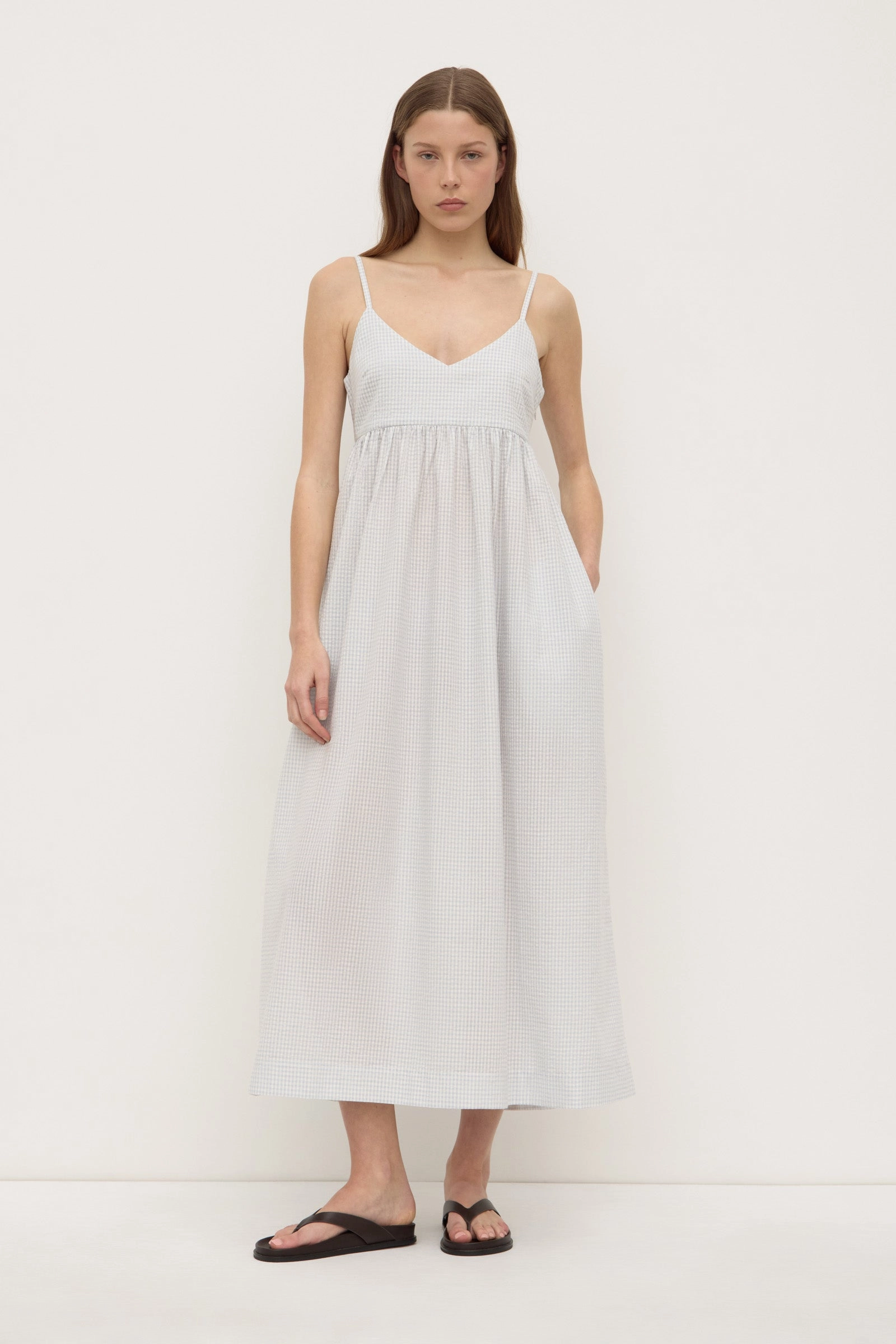 Perfect for Layering Glossy Fabric Zadie Check Midi Dress