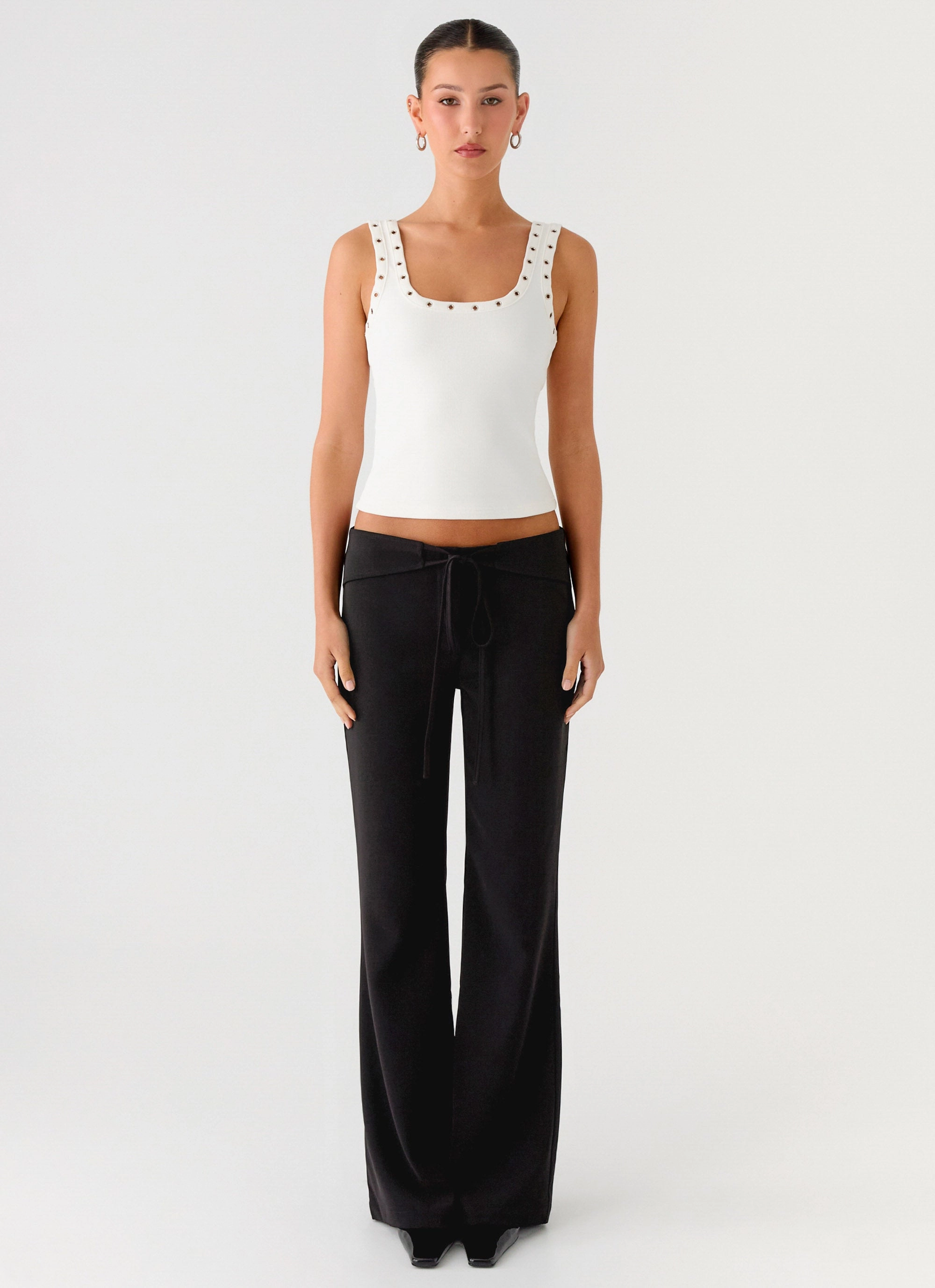 Houston Tie Front Pants - Black Perfect Look Smart Style