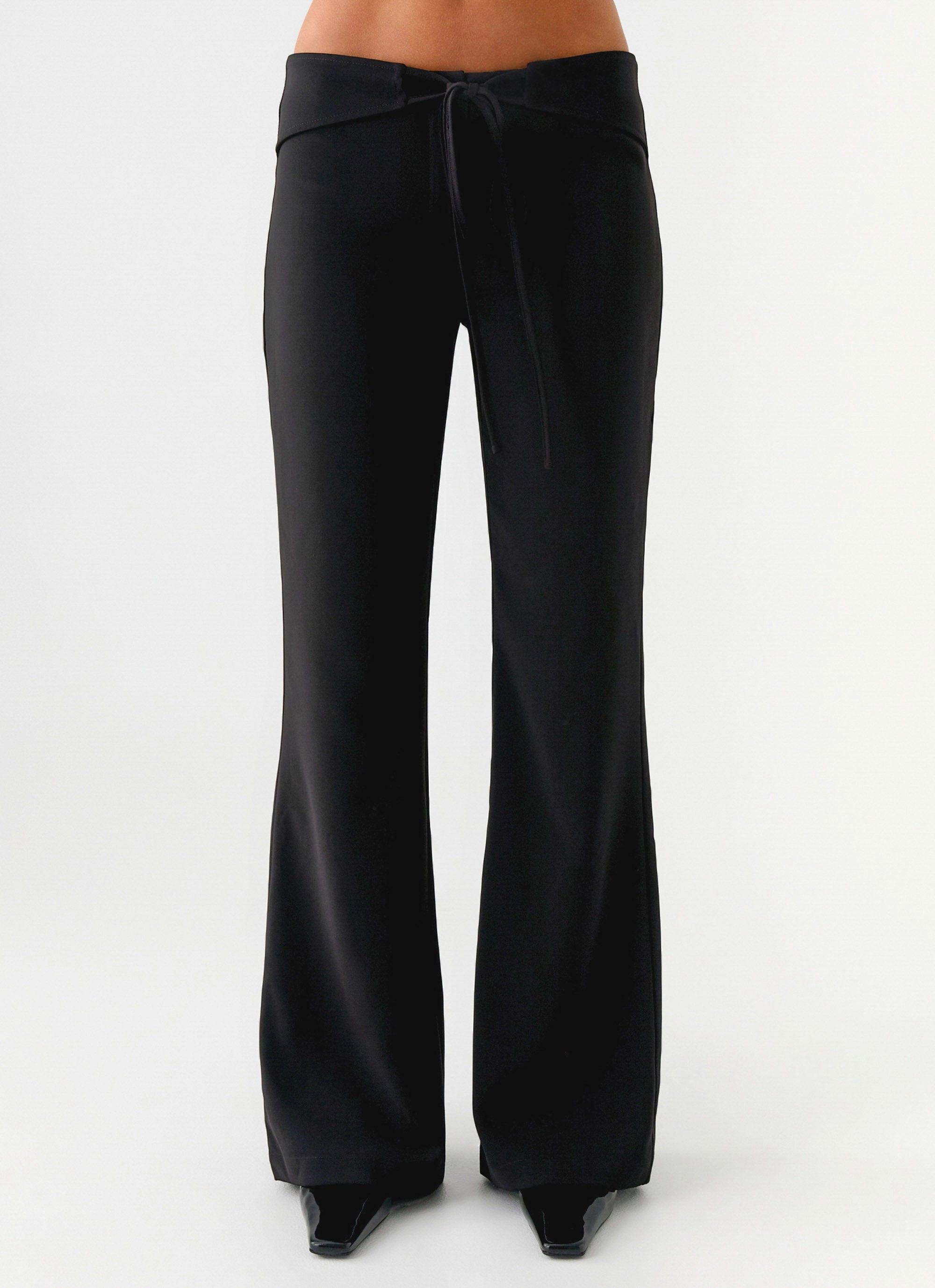 Houston Tie Front Pants - Black Casual Vibes