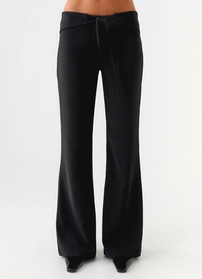 Houston Tie Front Pants - Black Casual Vibes