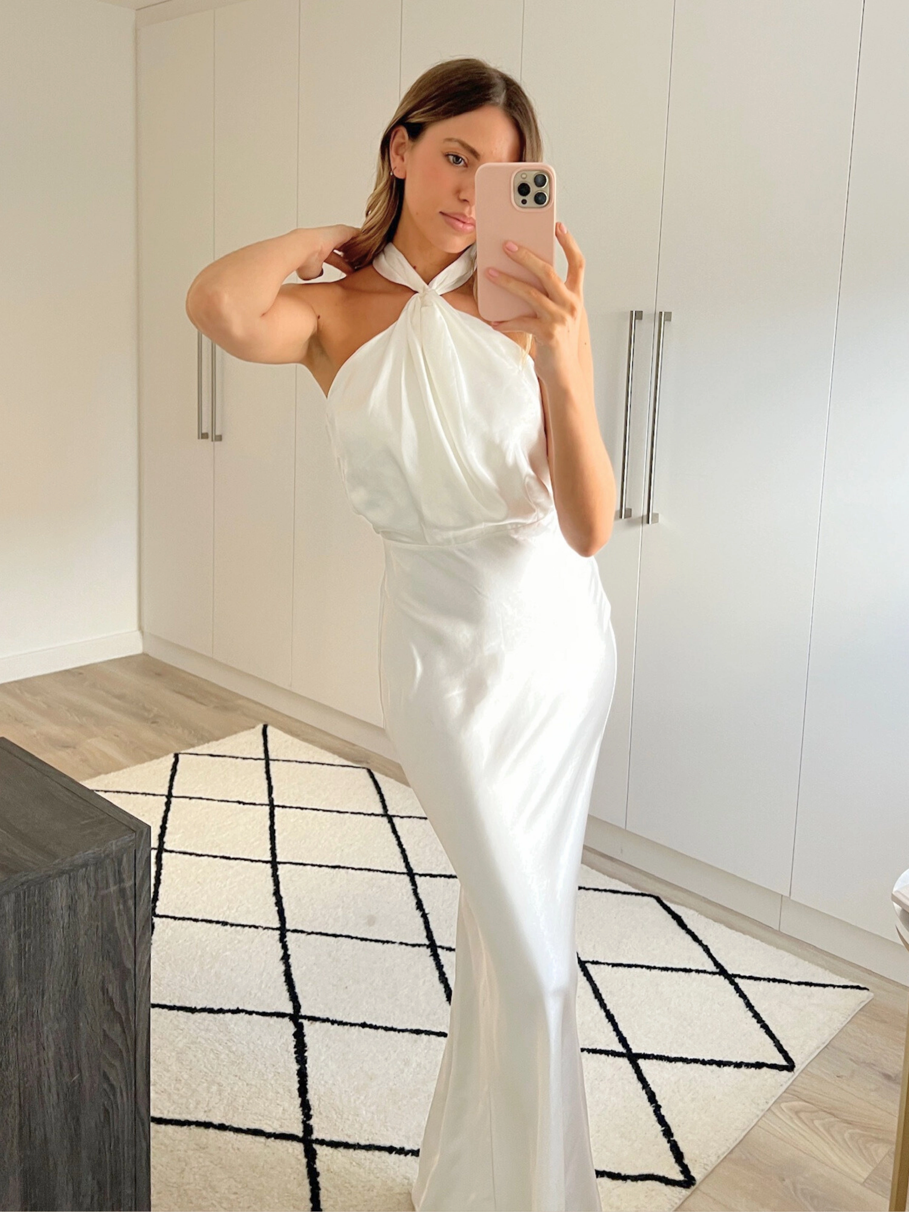 Lara Halter Split column Dress / White Casual Comfort Wear