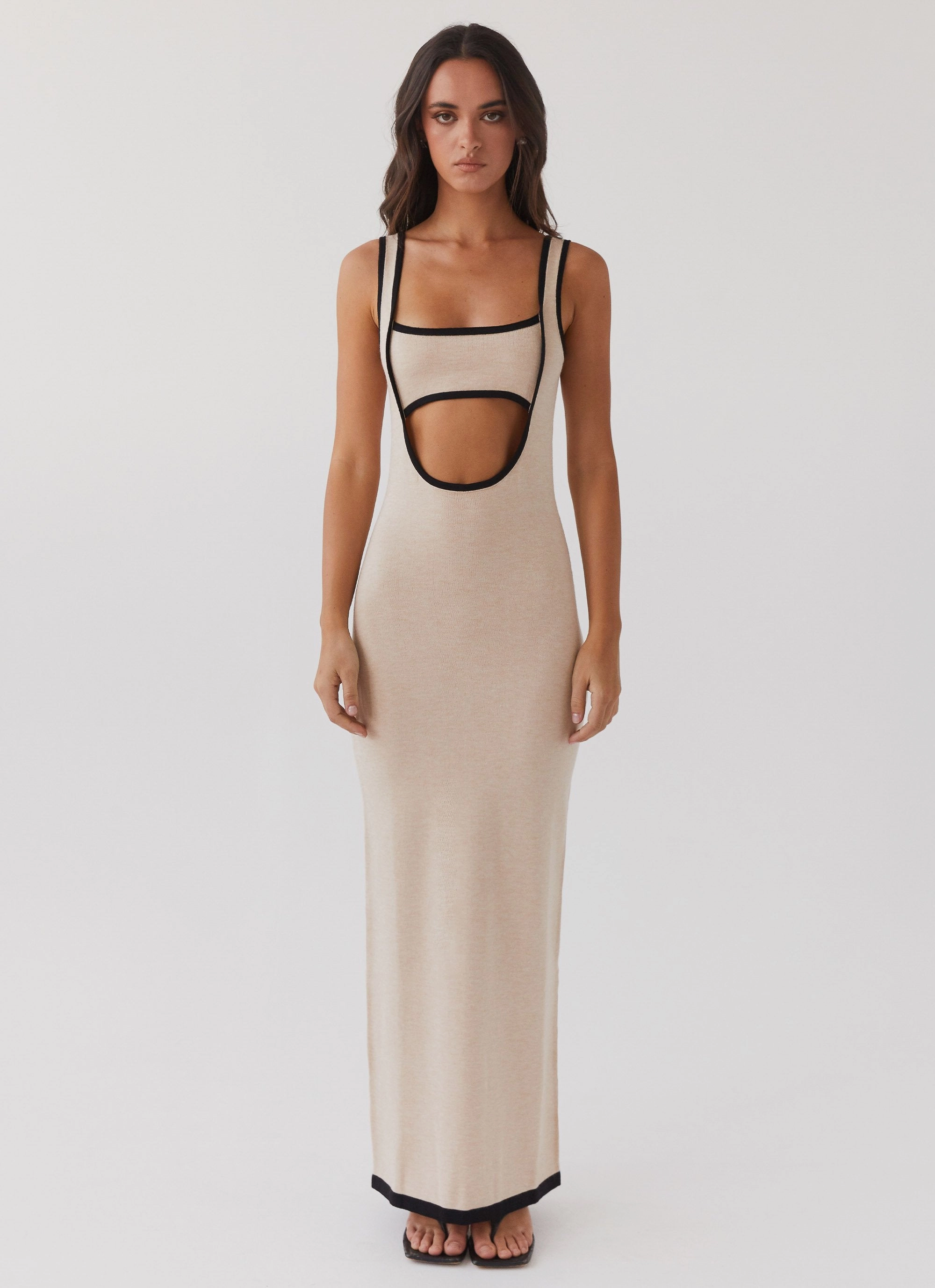 Perfect Look Cocktail-Party Lost In Paris Knit Maxi Dress - Tapioca