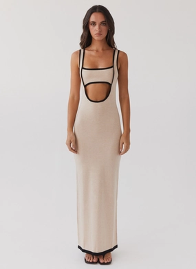 Perfect Look Cocktail-Party Lost In Paris Knit Maxi Dress - Tapioca