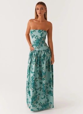 Tiered-Skirt Andorra Maxi Dress - Cloud Nine Floral