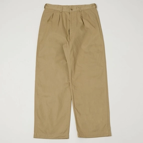 Spellbound Double Pleat French Trousers - Khaki Beige Utility Pockets