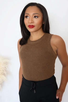 Alexis Knit Tank - Brown (FINAL SALE) Temperature control High Neckline