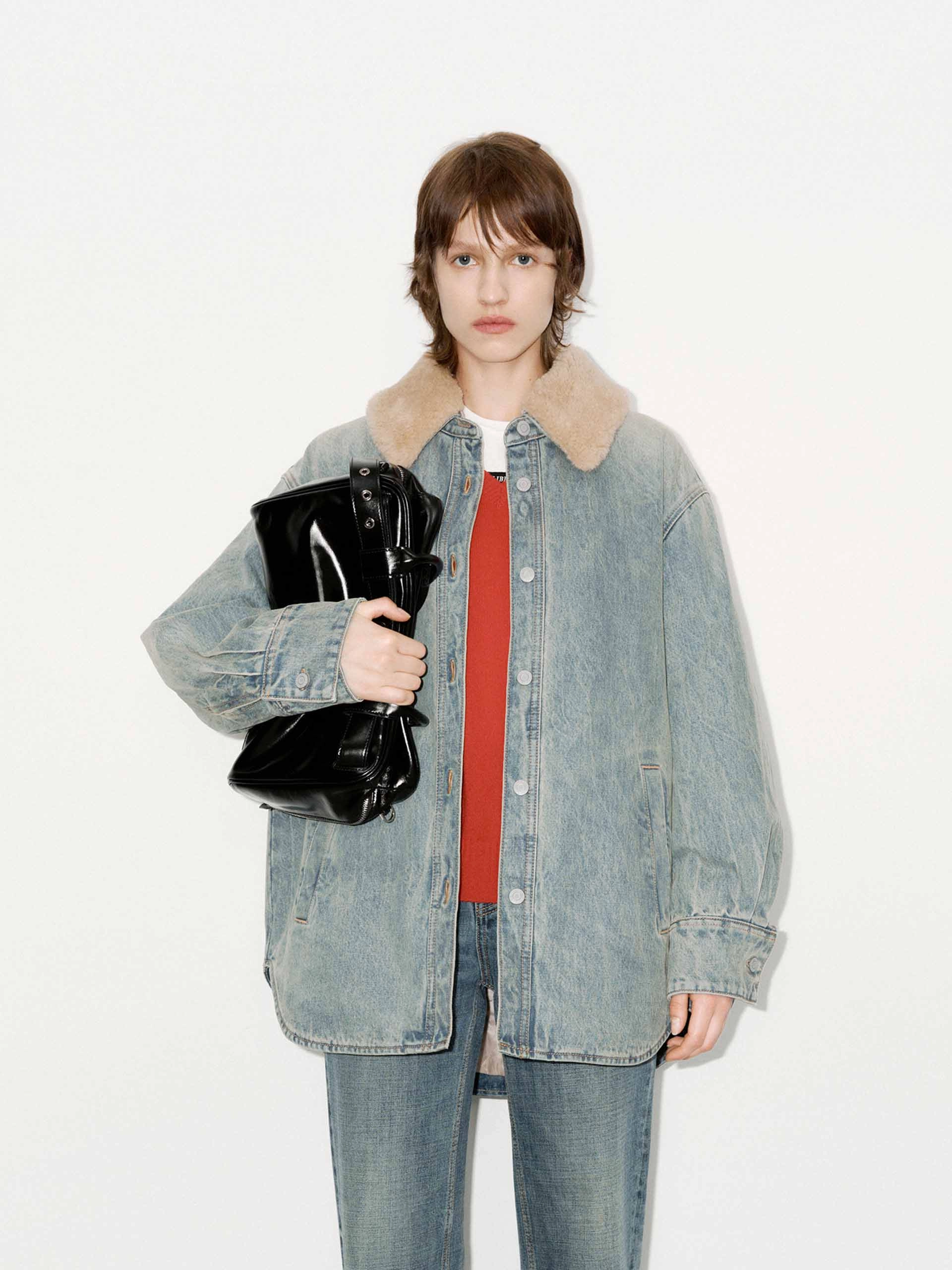 Reflective Bands Silicone Grip Trim Quilted Denim Jacket