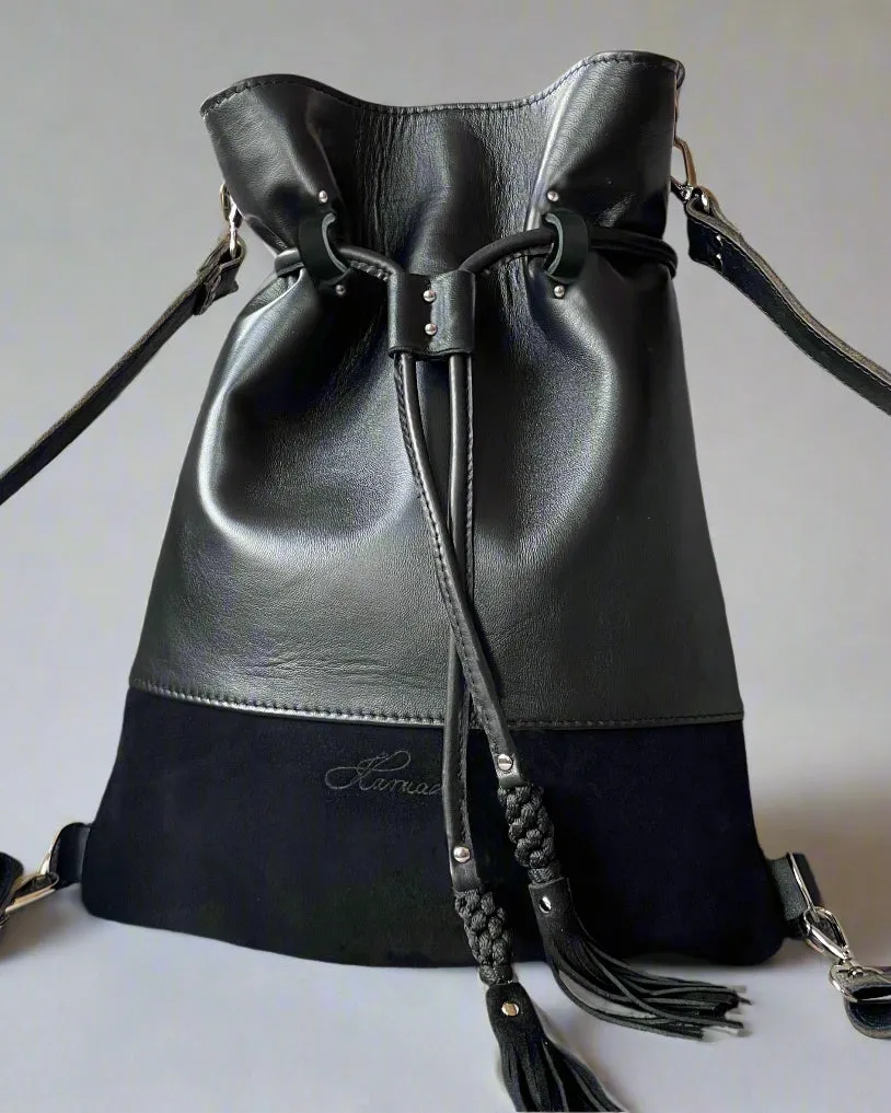 SUEDE-LEATHER BACKPACK/TOTEBAG