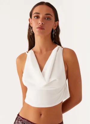 SmoothZipper LightReflectiveTrim Suki Halter Top - White
