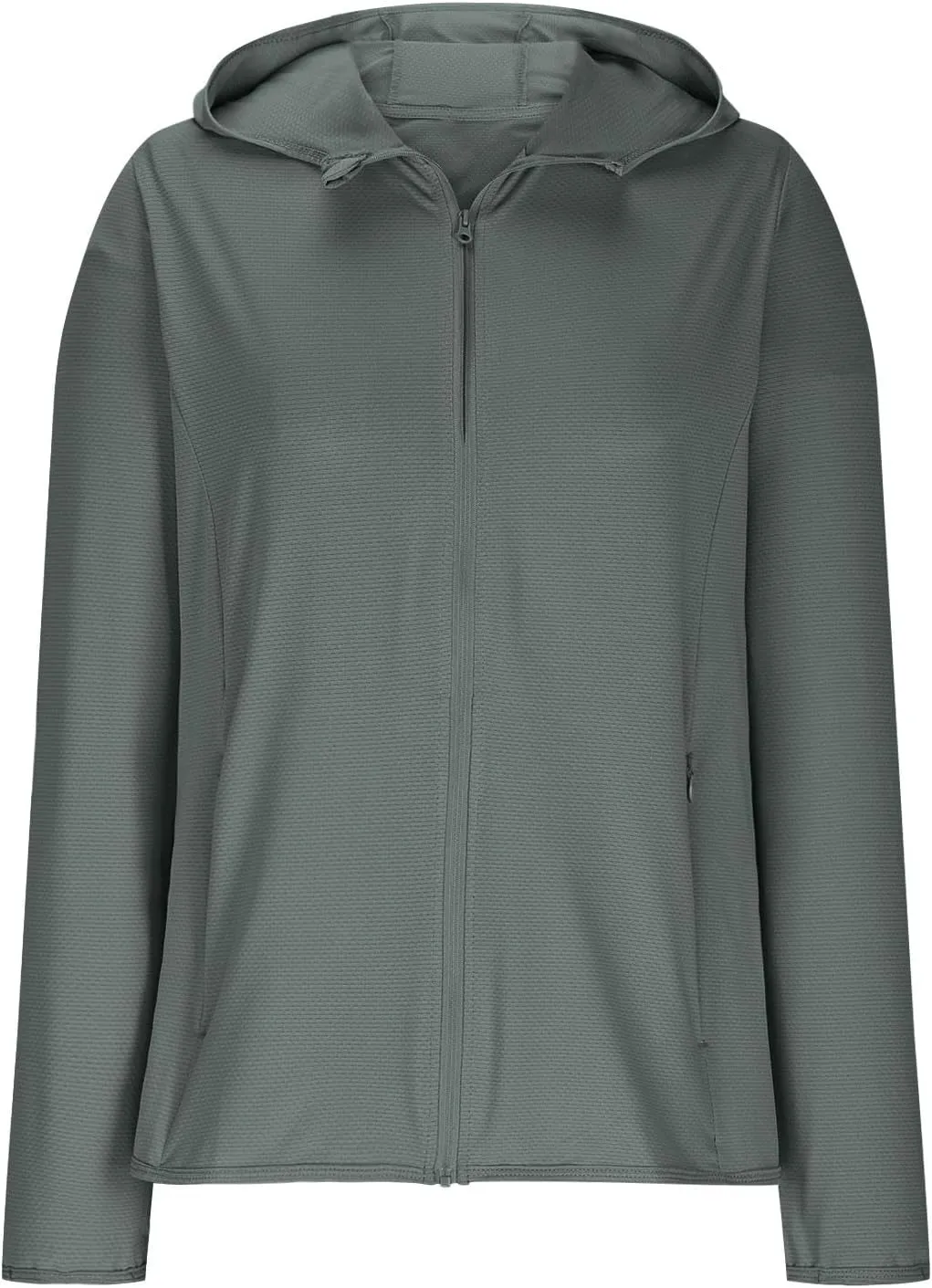 Summer Sun Protection Hooded Jackets for Women Zip Up Open Front Long Sleeve Shirt with Pockets Fishing Outdoor Tops