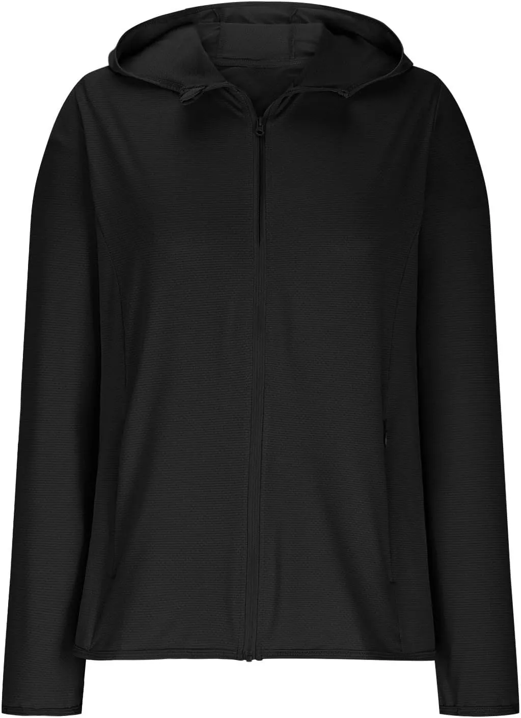 Summer Sun Protection Hooded Jackets for Women Zip Up Open Front Long Sleeve Shirt with Pockets Fishing Outdoor Tops