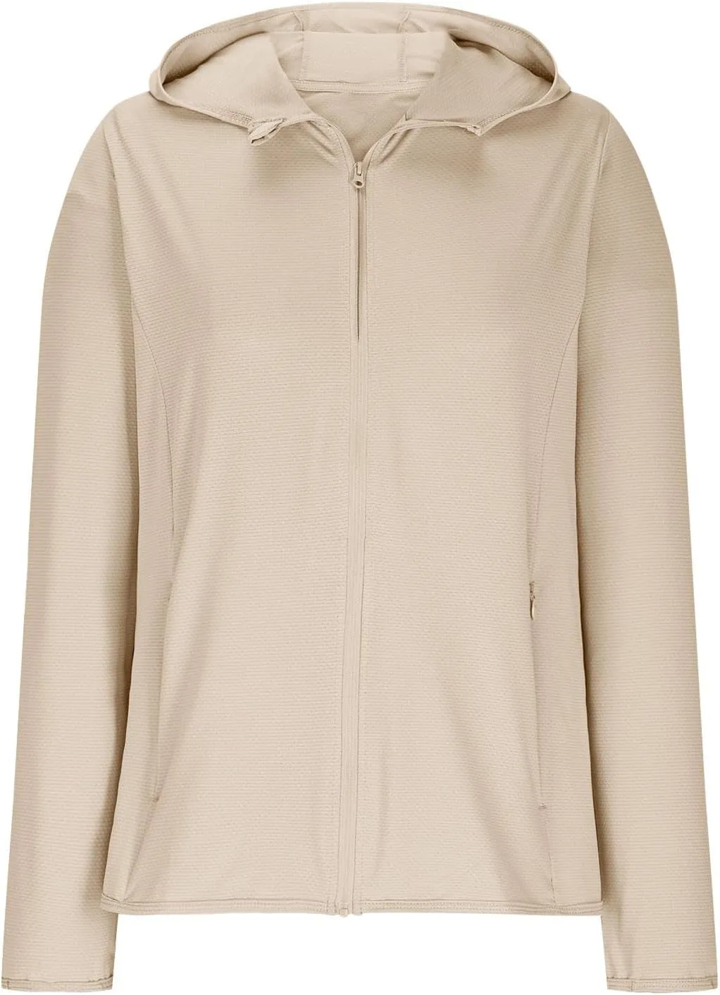 Summer Sun Protection Hooded Jackets for Women Zip Up Open Front Long Sleeve Shirt with Pockets Fishing Outdoor Tops