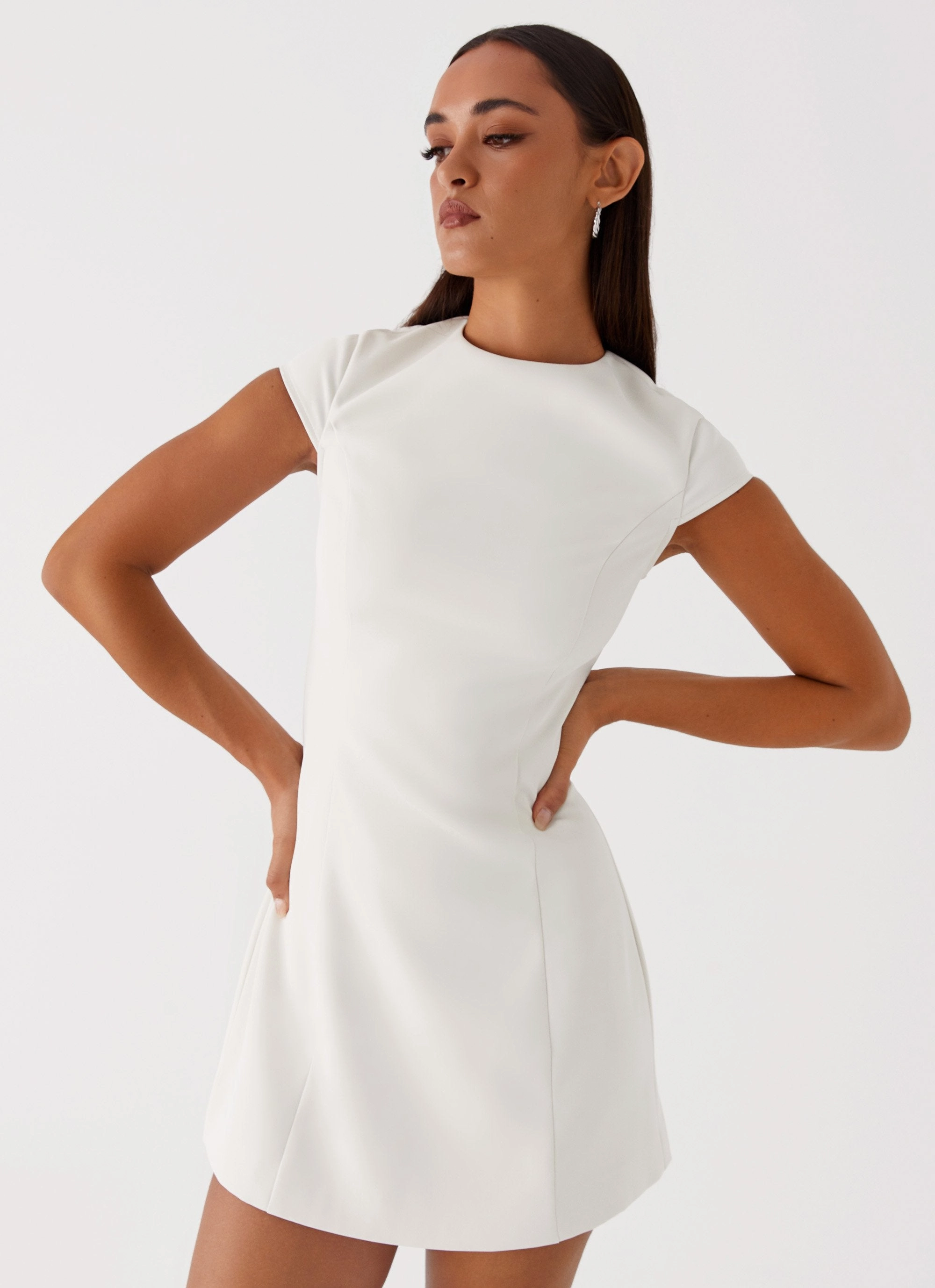 Harriet Mini Dress - Off White Cool Undertone Trend Texture