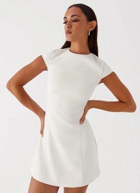 Harriet Mini Dress - Off White Cool Undertone Trend Texture