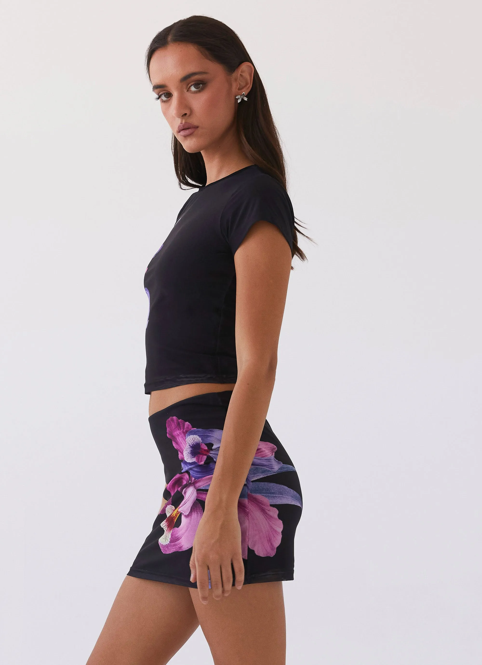 Stylish Choice Sunset Bliss Mesh Mini Skirt - Cosmo Floral