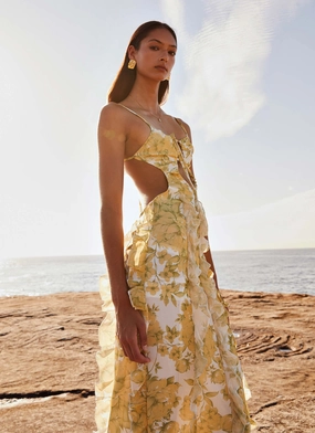 Sunset Kisses Ruffle Maxi Dress - Daffodil ReinforcedHem