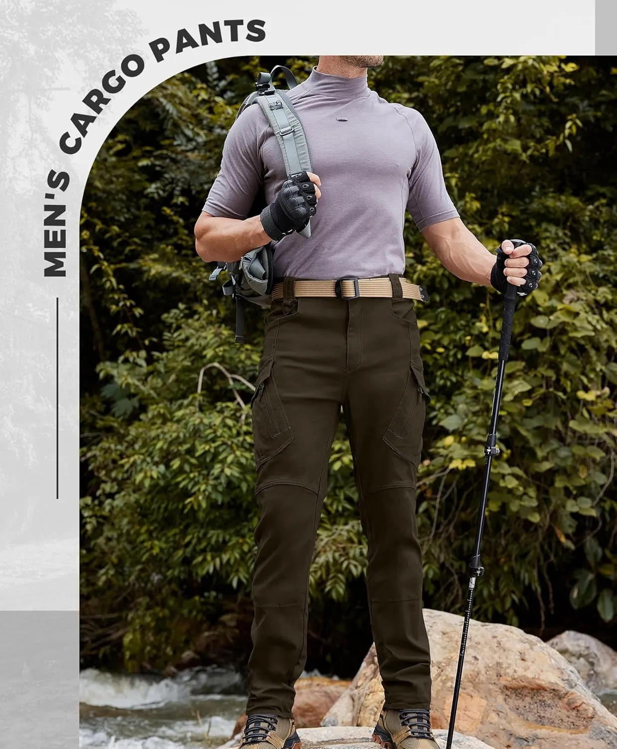 Susclude Men's Outdoor Cargo Work Trousers Military Tactical Pants Ripstop Assault Combat Trousers Hiking Pants Men