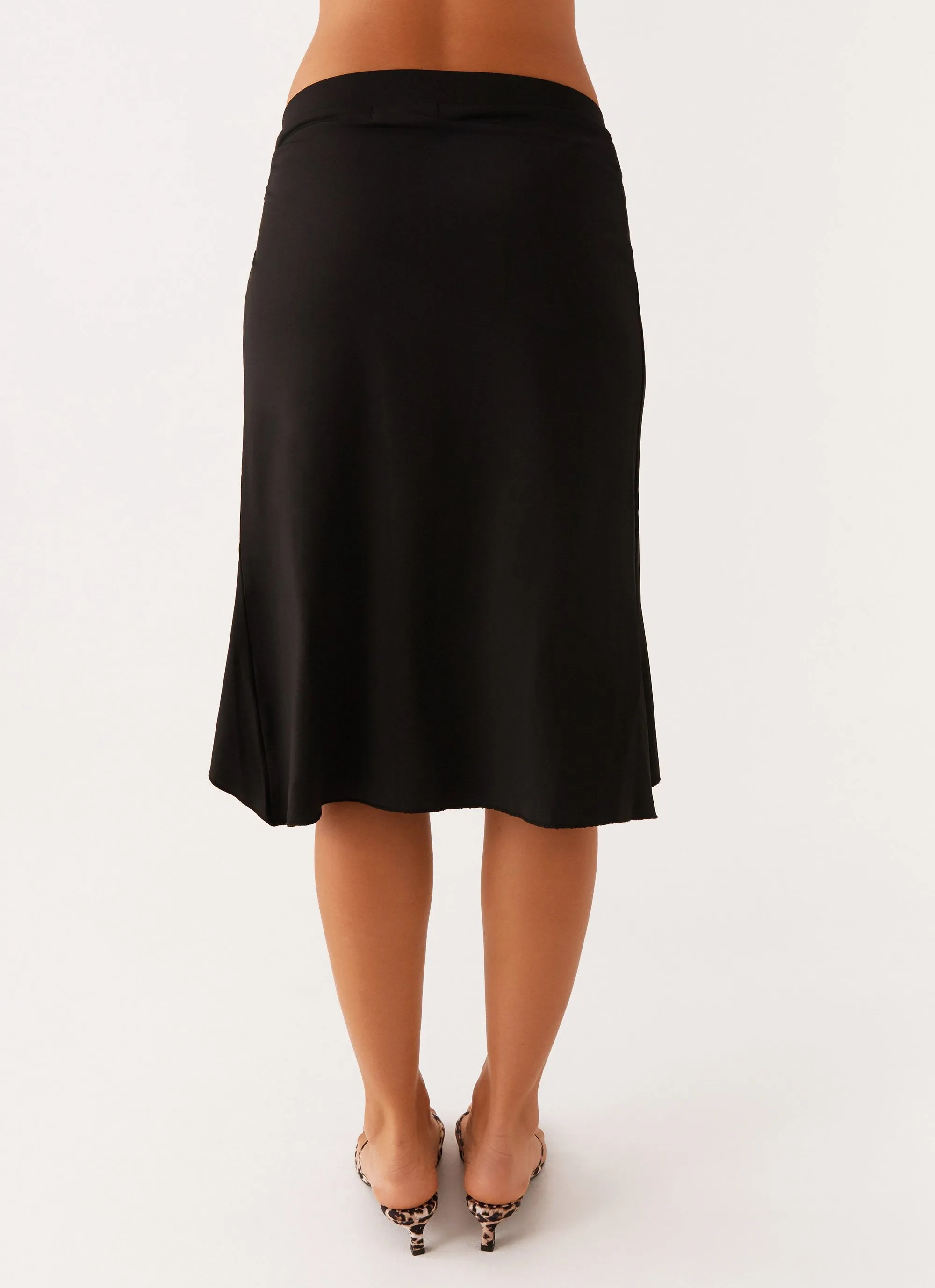 Shes A Lady Midi Skirt - Black Casual Wear High low hem