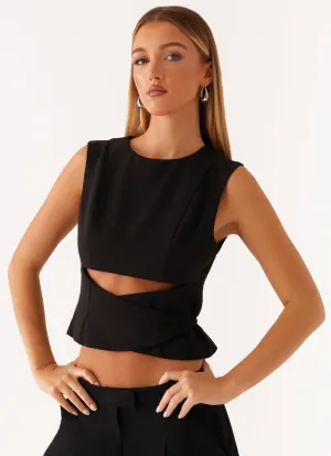 Cyra Wrap Top - Black OEKOTEX Certified Fabric