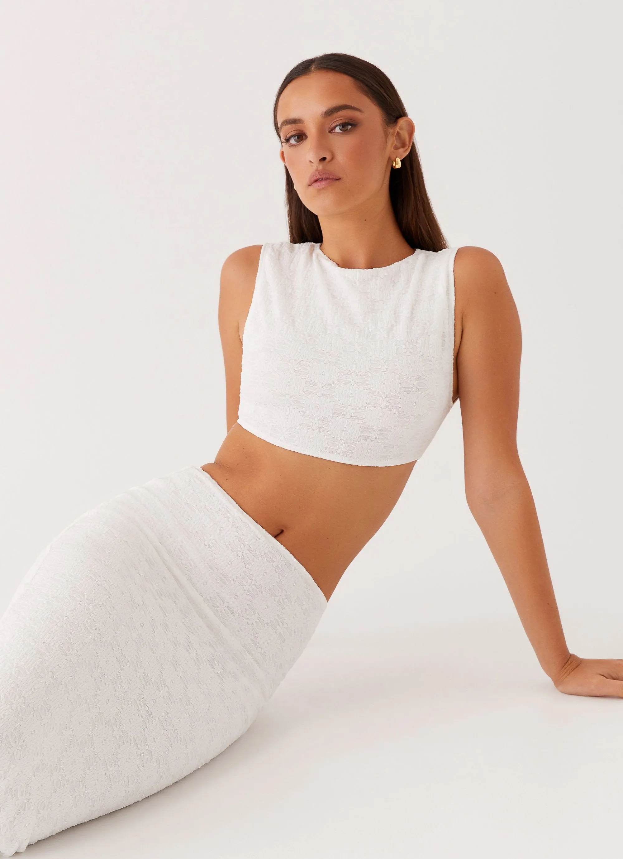 Issey Crop Top - White LayeredCollar