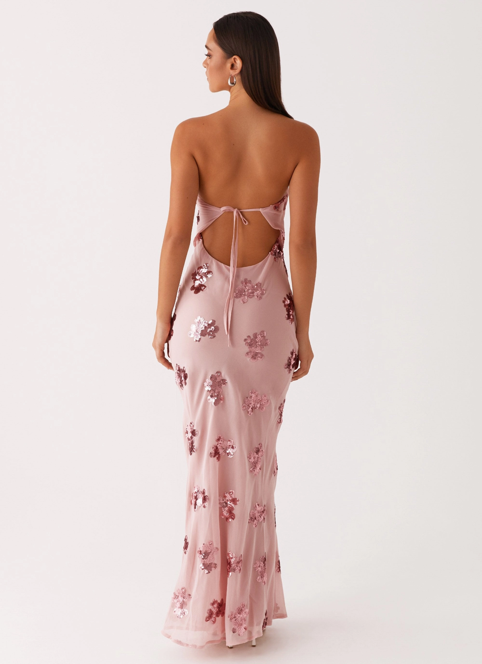 Sweet Escape Sequin Maxi Dress - Baby Pink Flow Sleeve