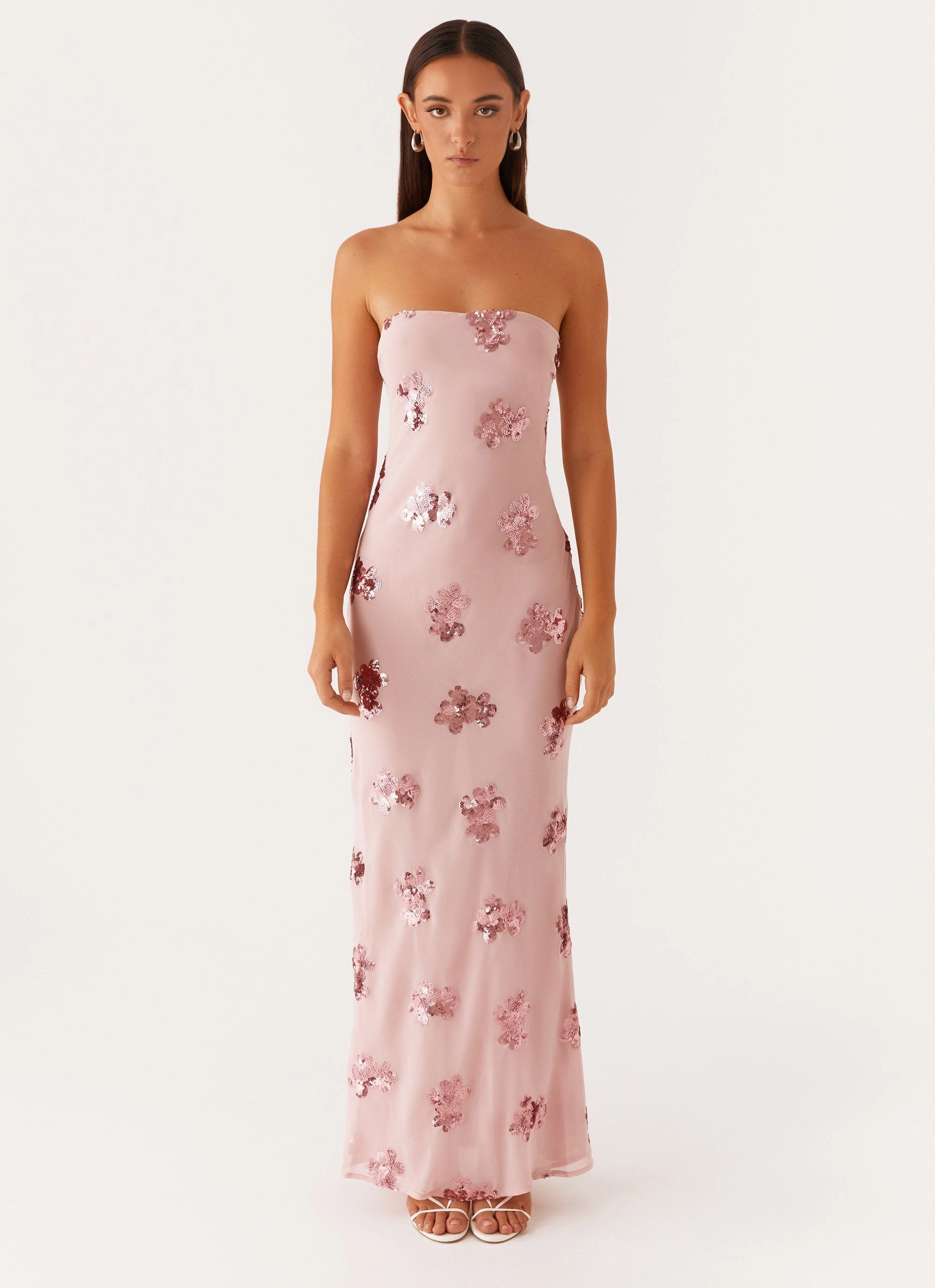 Relaxed Style Wear Sweet Escape Sequin Maxi Dress - Baby Pink