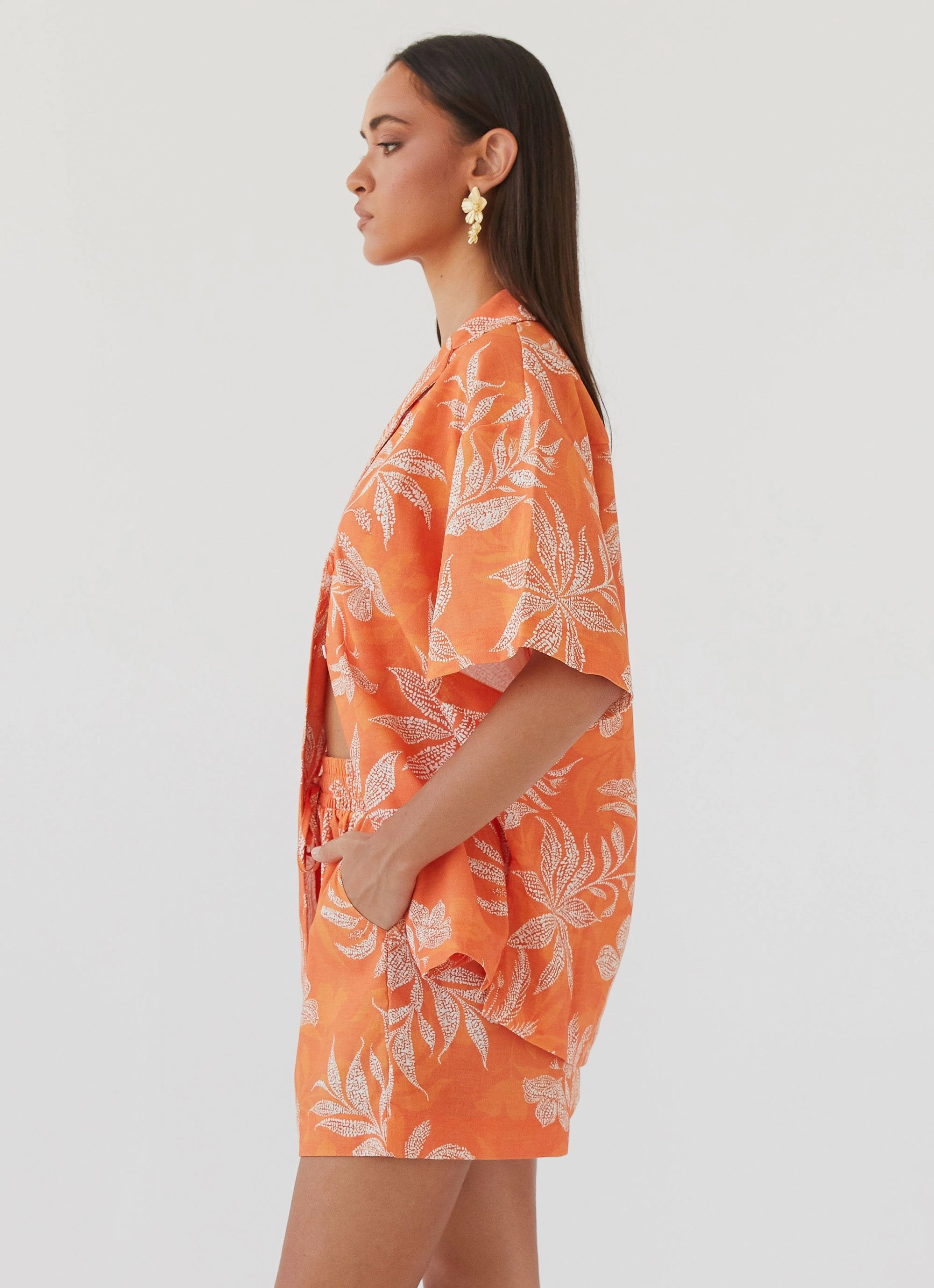 Weather Ready Sweet Relief Oversized Linen Shirt - Tropic Sunset