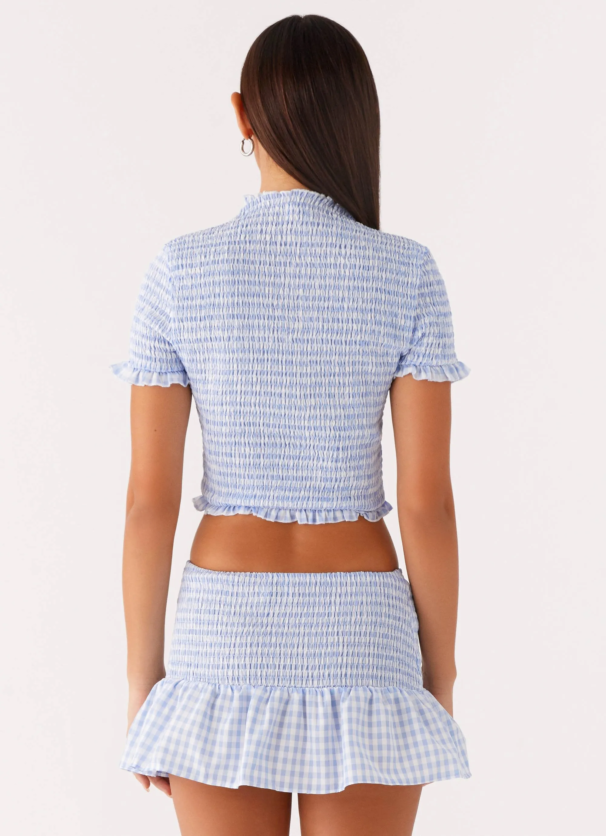 Luxury Feel Urban Edge Sweetest Pie Mini Skirt - Baby Blue Gingham