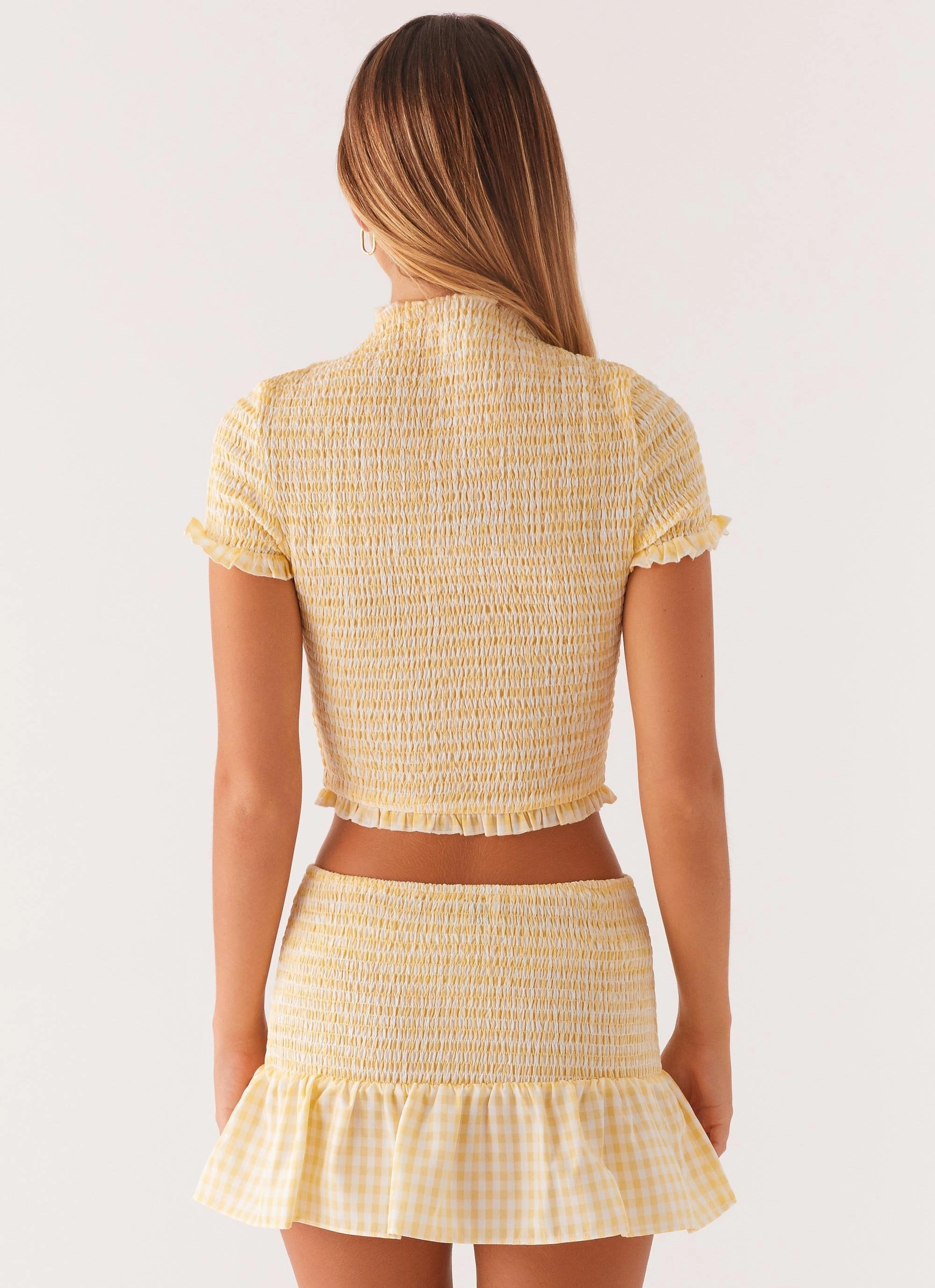 Cozy Comfort Look Sweetest Pie T-Shirt - Yellow Gingham