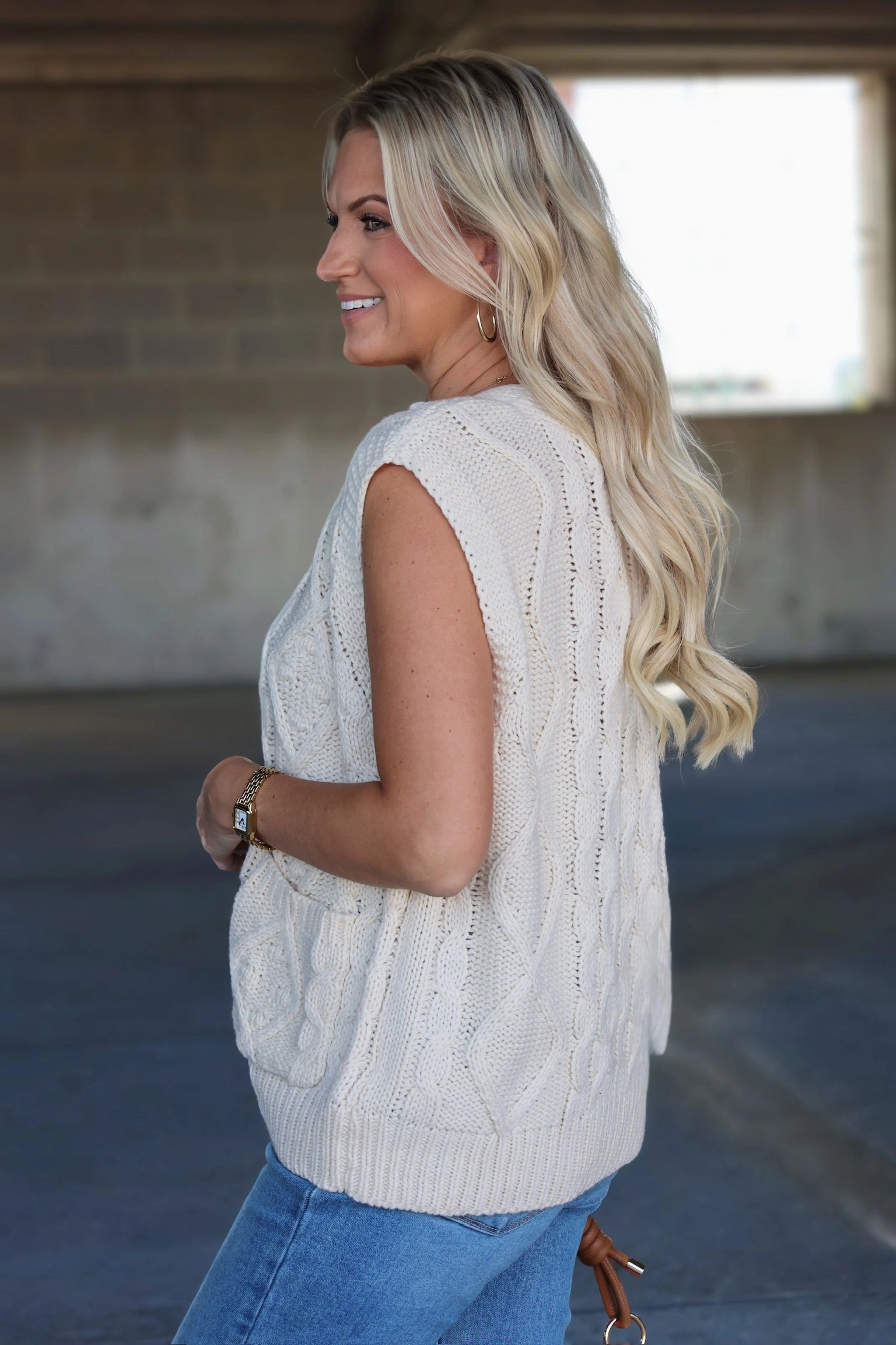 Swift Cardigan Vest WrinkleResistantFinish Ribbed Hem