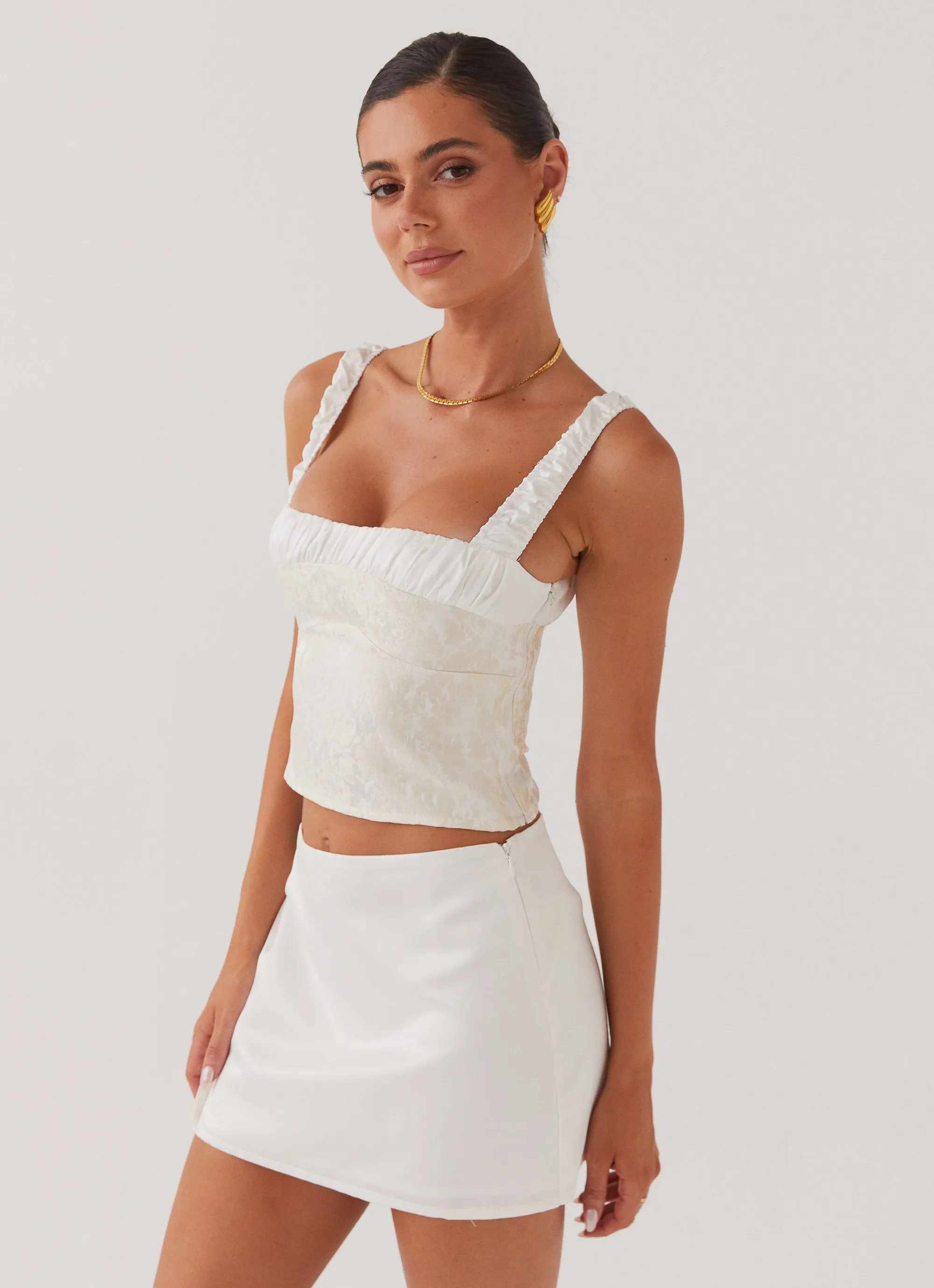 Sylvia Satin Mini Skirt - Ivory Wardrobe Hero Weekend Ready