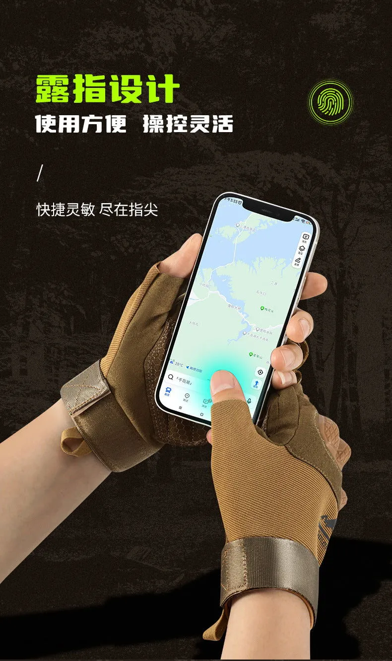 Tactical Men's Fitness Training Outdoor Cycling Sports Leak Half Finger Non-Slip Mountaineering Rock Climbing Fighting Protectiv