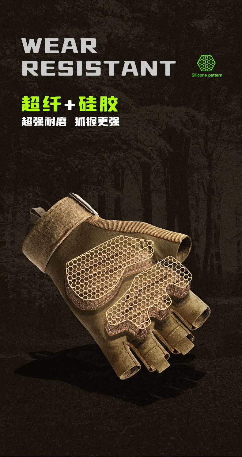 Tactical Men's Fitness Training Outdoor Cycling Sports Leak Half Finger Non-Slip Mountaineering Rock Climbing Fighting Protectiv
