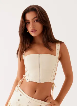 Tahnee Eyelet Crop Top - Ivory AllDaySoftness BreathableMaterial
