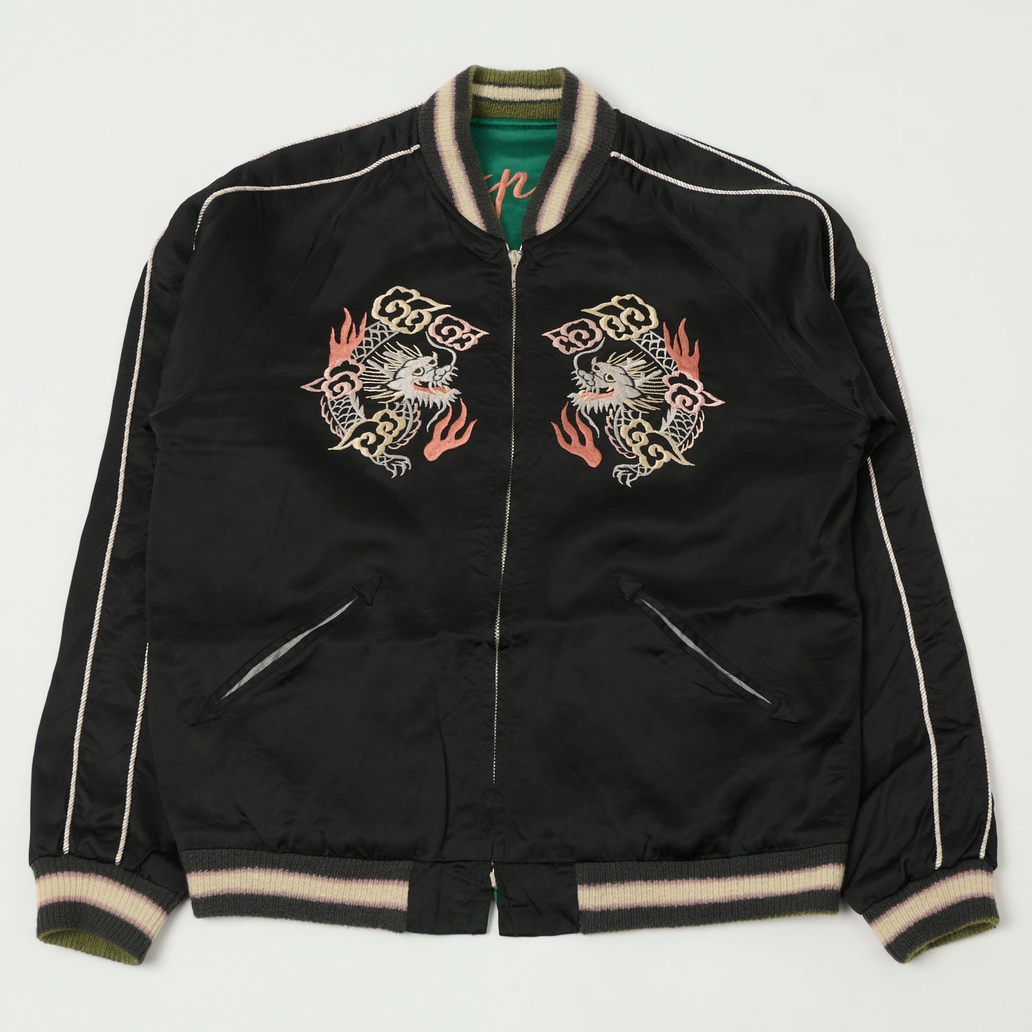 DoubleLayered Collar Tailor Toyo x Kosho & Co. Special Edition Reversible 'Sukajan' Souvenir Jacket - Black