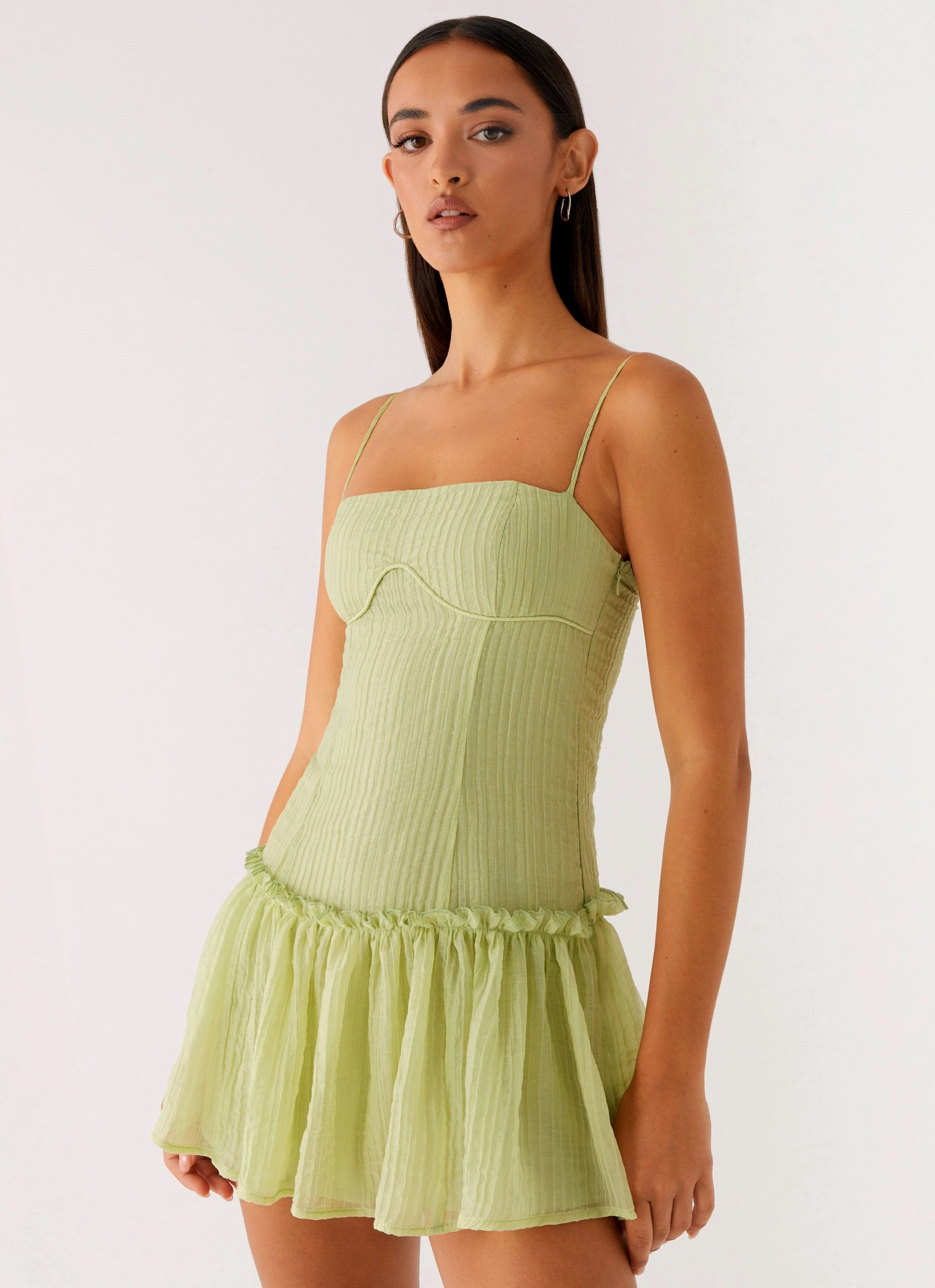 Bambini Mini Dress - Green Cozy Vibe Romance Glow