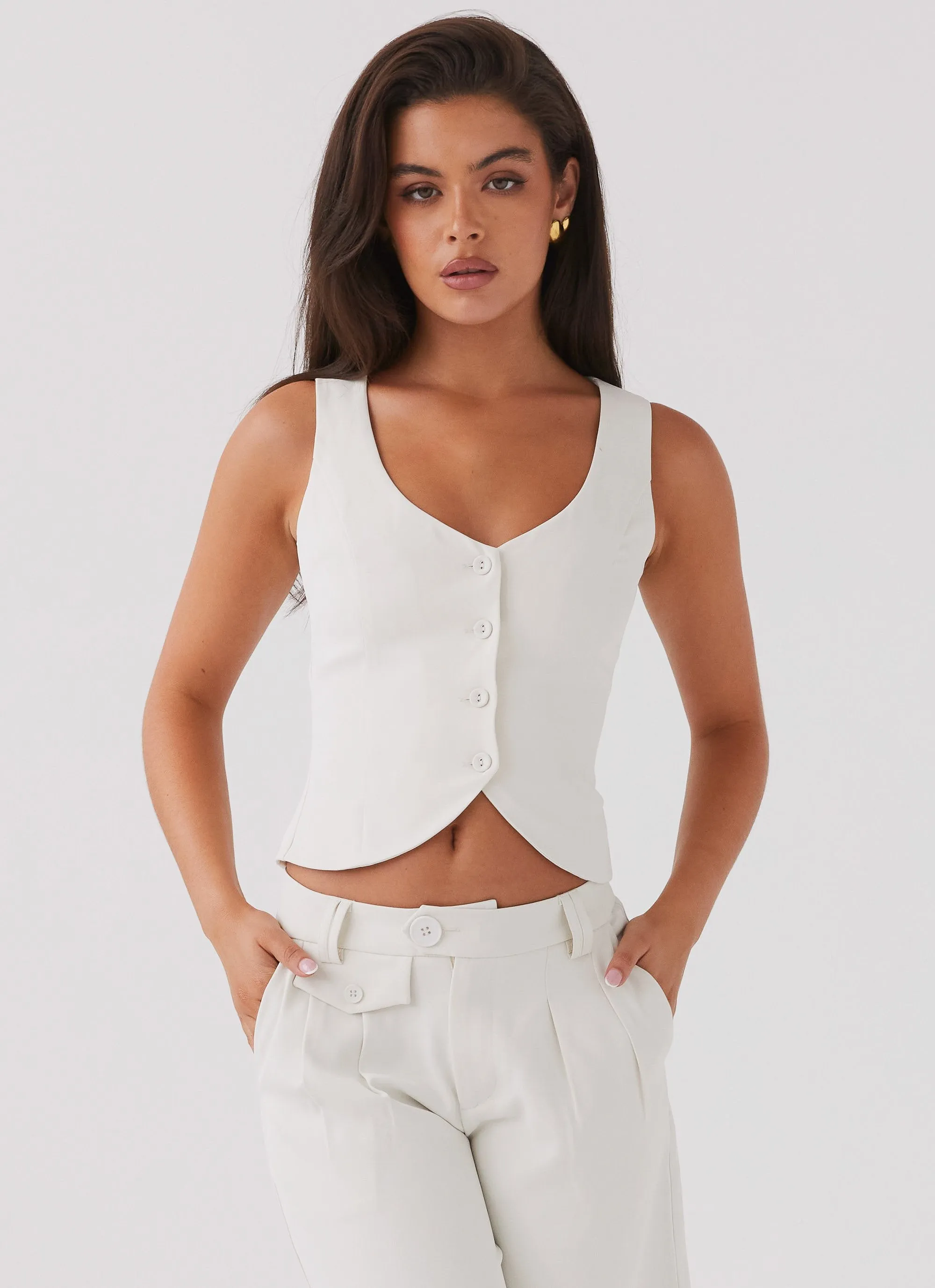 SnagFreeKnit DurableWeave Tammy Suiting Vest - Ivory