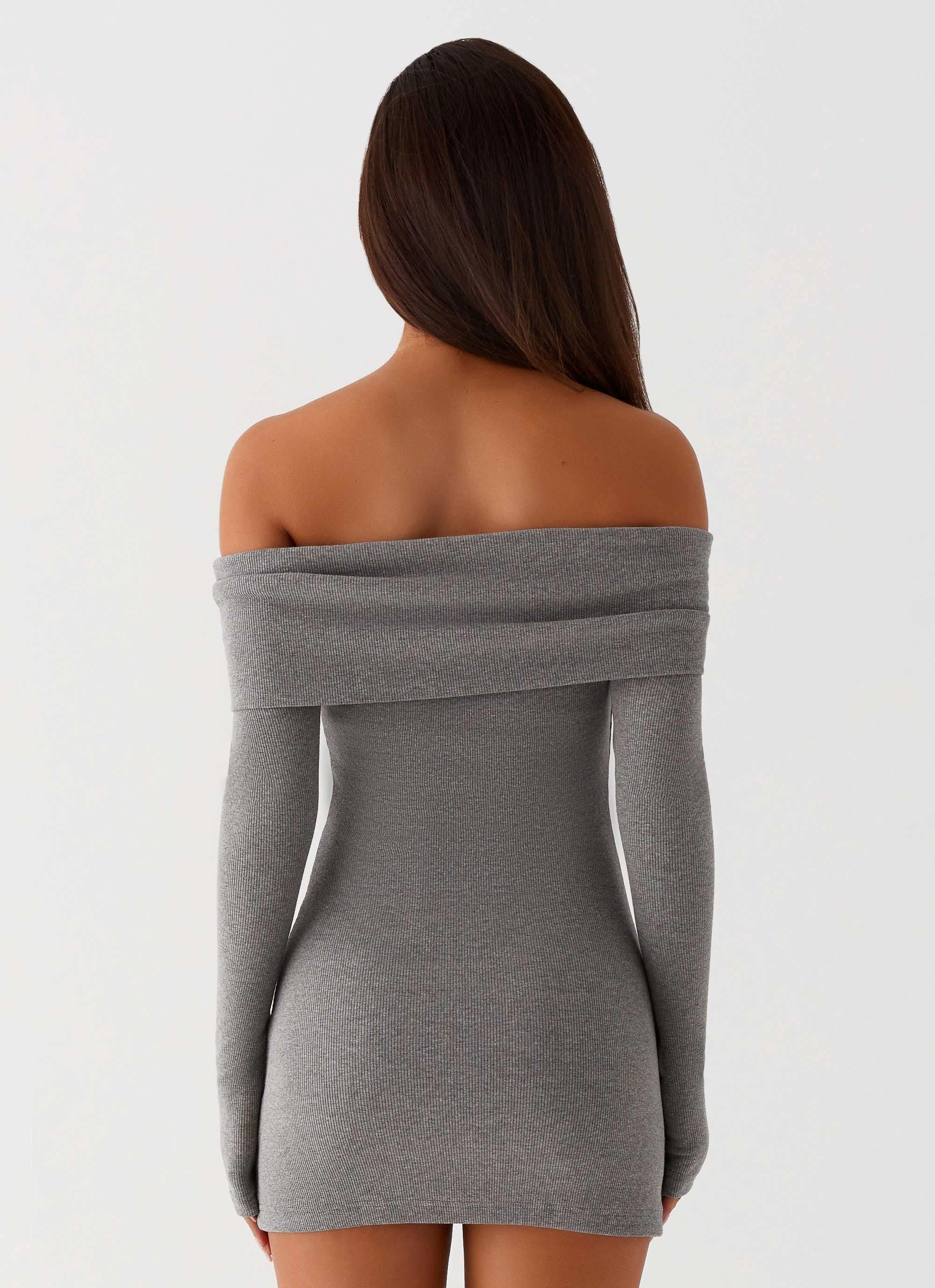 Tanzia Knit Mini Dress - Charcoal Crisp Texture