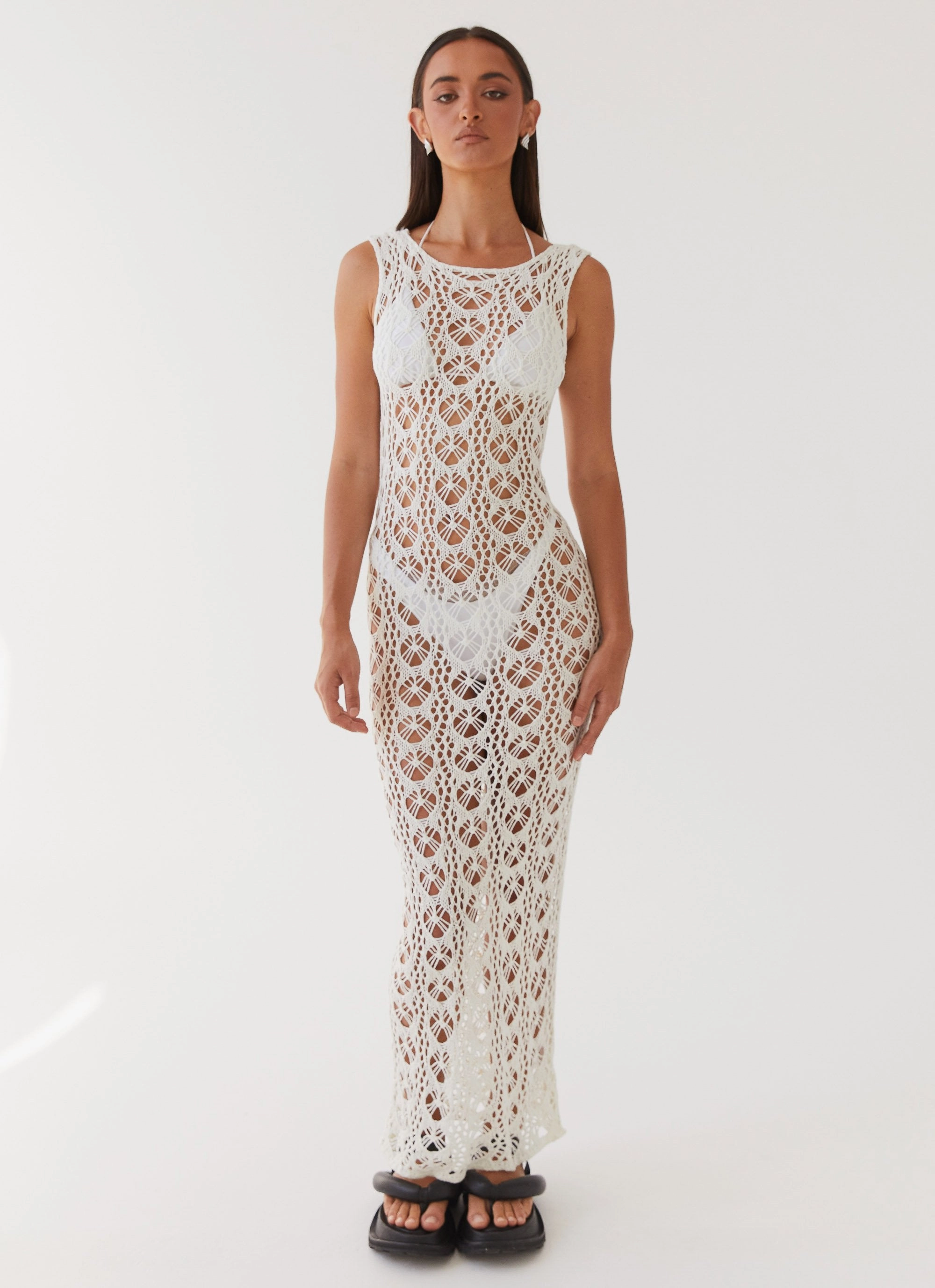 Tarlisa Crochet Maxi Dress - Cream Elegant Mood Street Ready