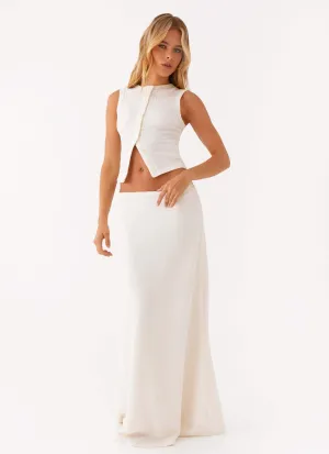 Daily Favorite Polished Look Tatum Low Rise Maxi Skirt - Ivory