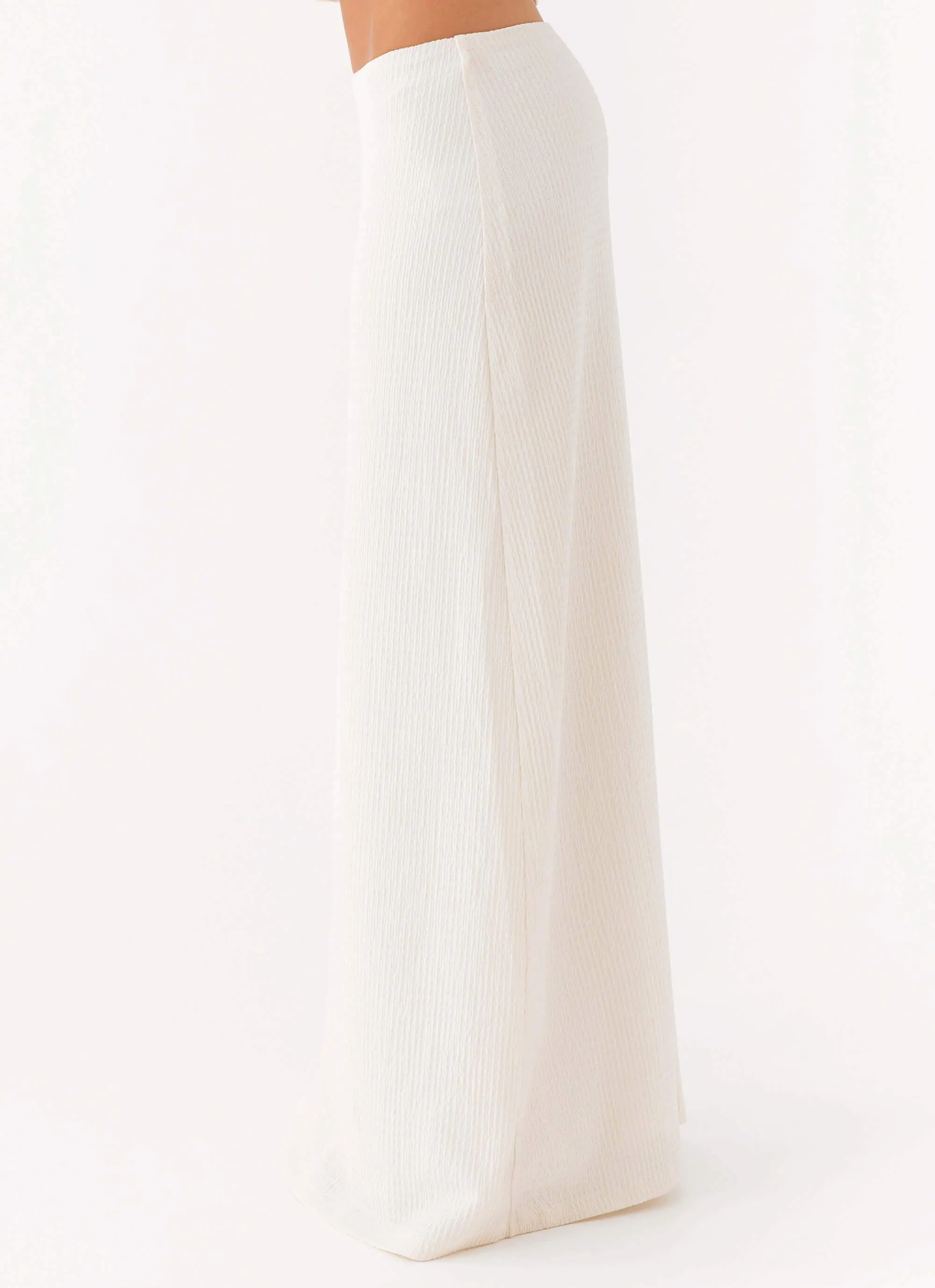 Tatum Low Rise Maxi Skirt - Ivory Subtle Detail