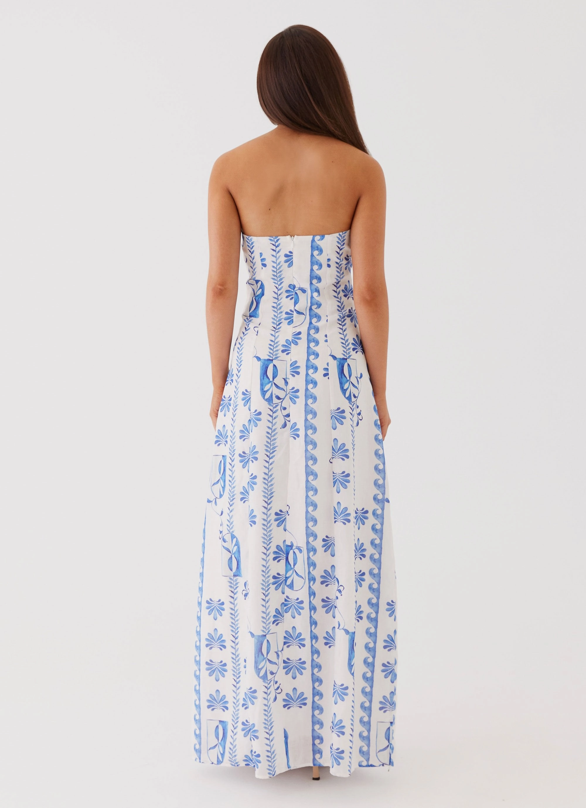 Tayla Linen Maxi Dress - Floral Wave Flawless Waist Fit