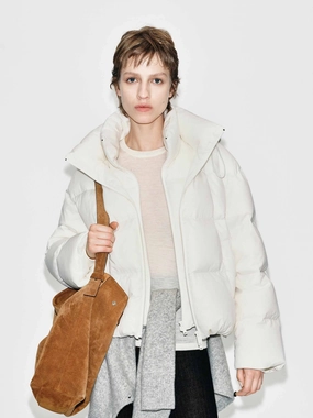 Cropped Hooded Down Jacket Waist Belt AllDay Comfort Design