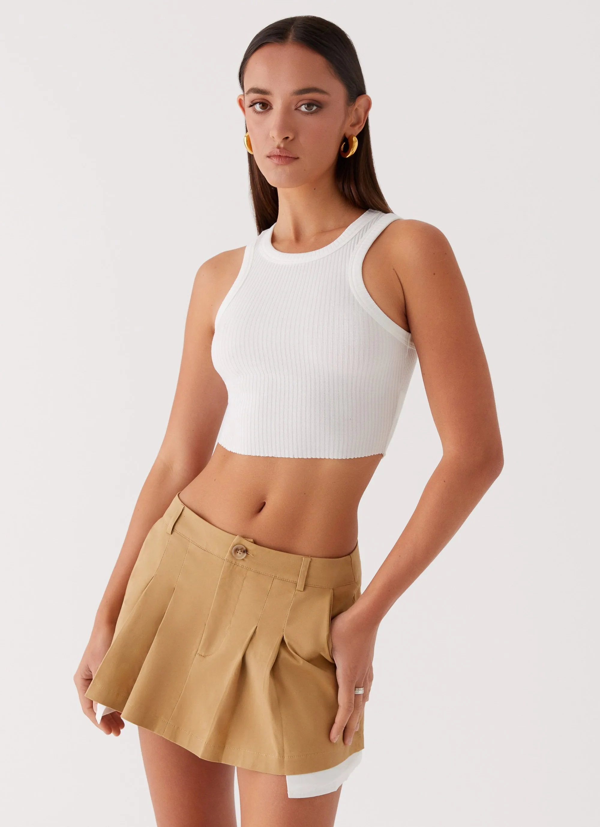 Day Wear Simple Layers Tegan Cargo Mini Skirt - Tan
