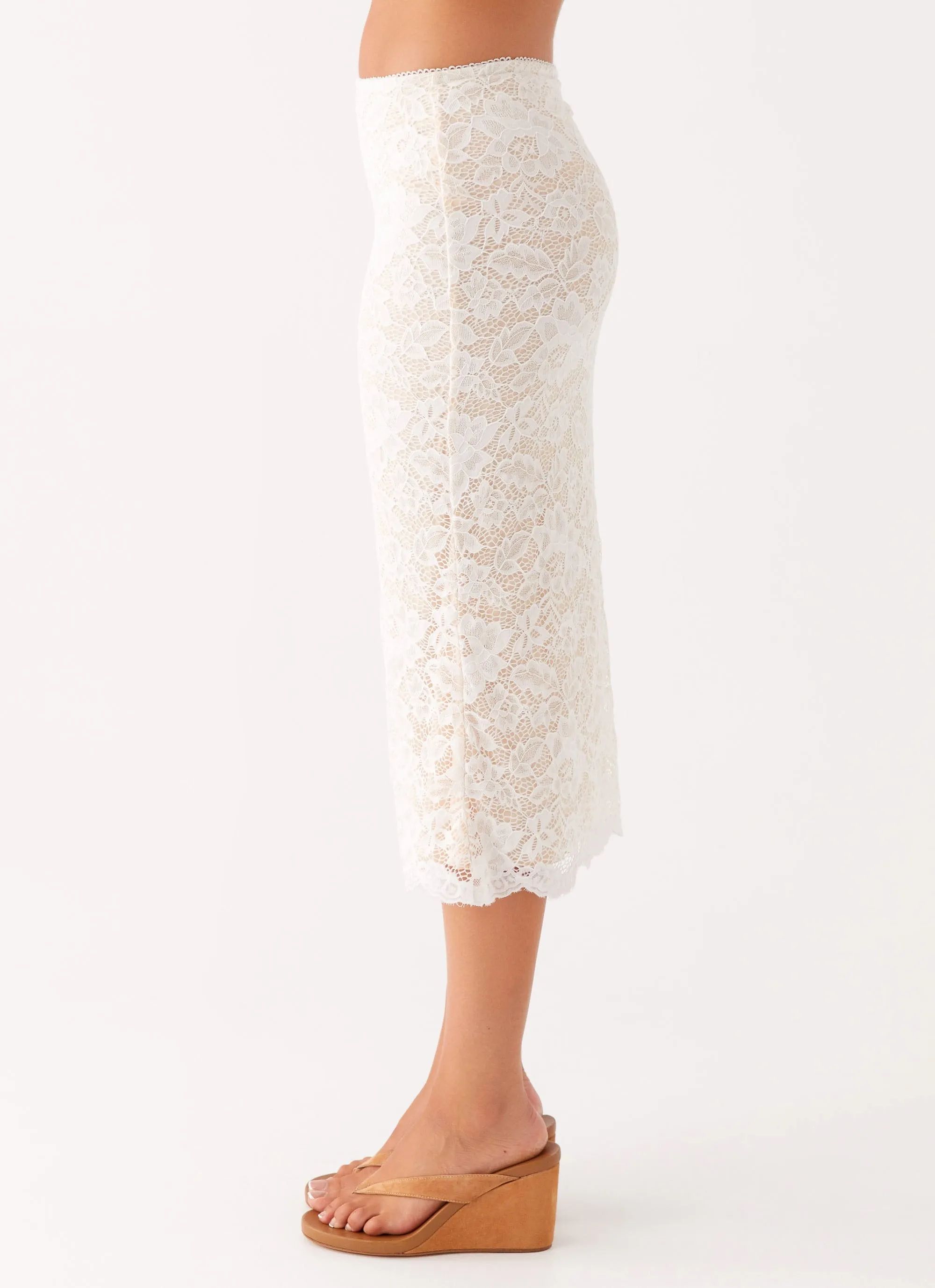 Crystal Clear Lace Midi Skirt - Ivory music concert Fair trade