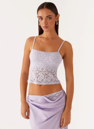 Reinforced Stitching SeamlessSidePanels Nancy Lace Top - Lilac