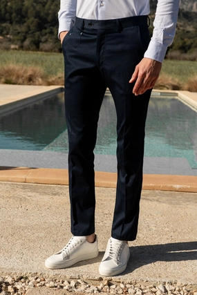 Day To Night Work Essential Navy cotton Sirmione trousers - Made in Italy