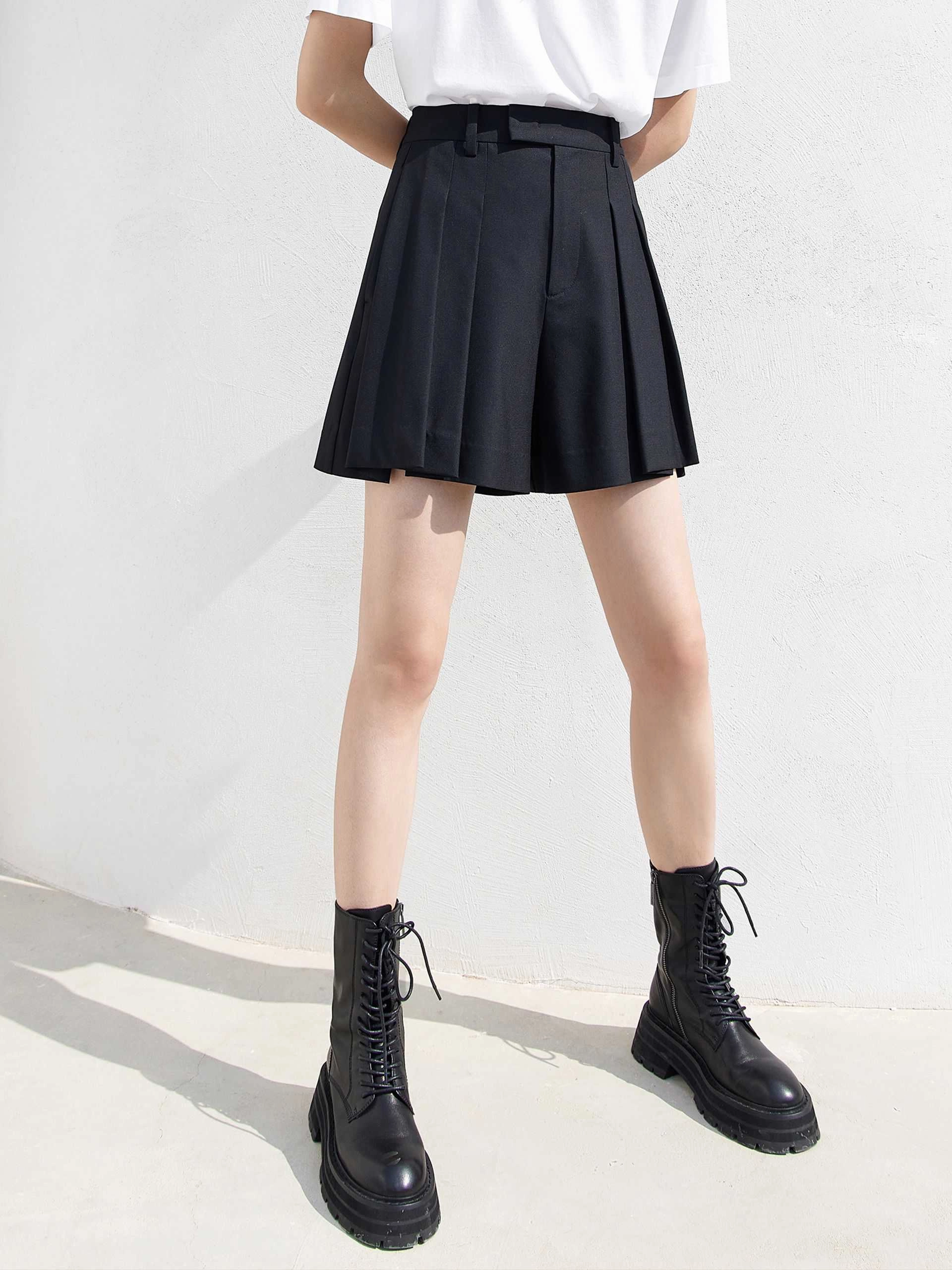 Wool-blend Pleated Culottes Breeze Ready Quick Motion