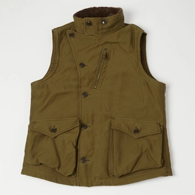 Freewheelers 2231007 ??Winter Aviators?? Vest - Dark Khaki/Beige Midweight Layer Eco Friendly Construction