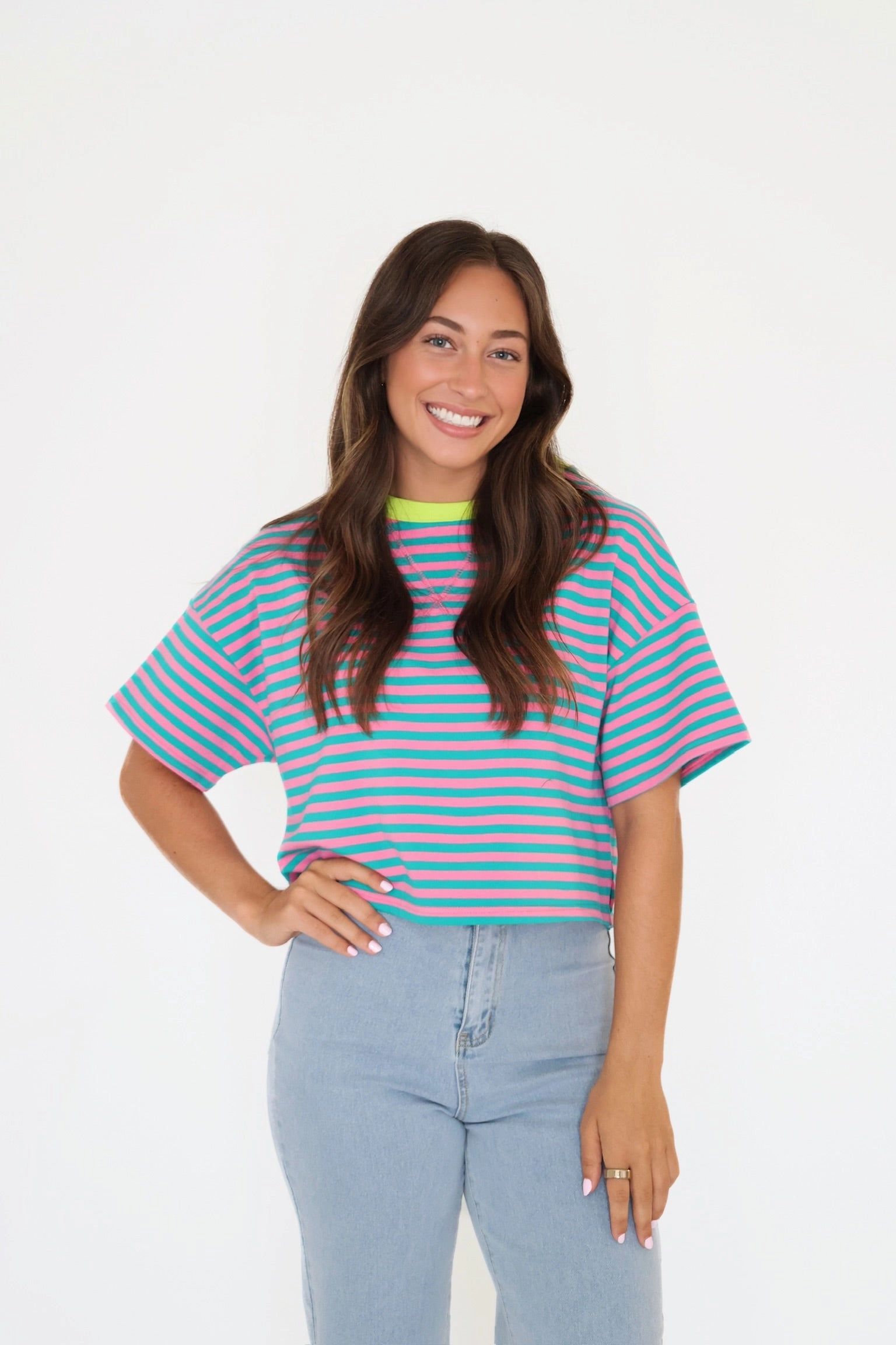 Terry Stripe Tee Breathable mesh lining